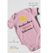 Bırakın Beni Halama Gidicemm Baskılı Bebek Zıbını – Çıtçıtlı Body  %100 Pamuk Kısa Kol (Koyu Pembe)