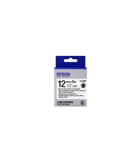 Epson LK-4TBW Güçlü Yapışkanlı Şeffaf Üzeri Siyah 12mm 9Metre Etiket