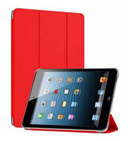 Apple iPad Mini 2 / Mini 3 Smart Cover  Stand Arkası Şeffaf Tablet Kılıfı (Kırmızı)