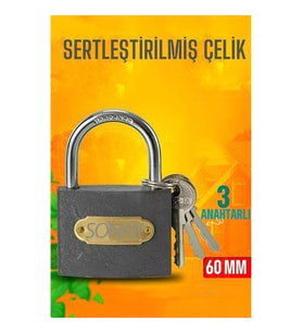 ModaCar Çelik Asma Kilit 60 MM 3 anahtarlı Sonax Design
