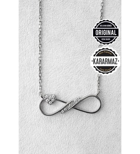 Jewelmim Gümüş Sonsuzluk Kolye Beyaz Altın Kaplama Sonsuzluk İşareti 925 Ayar Kadın Gümüş Sonsuzluk Kolyesi (Beyaz)