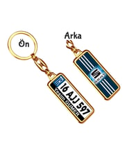 Kişiye Özel Plaka Metal Anahtarlık   Seat Çizgili Logo (Altın)