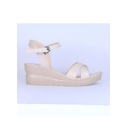 Moda Ayakkabı 151 Ortopedik Cilt 7Cm Kadın  Sandalet Ayakkabı (Krem)