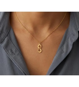 Kişiye Özel Tasarım Sonsuzluk Kolye 925K Gümüş (Gold)