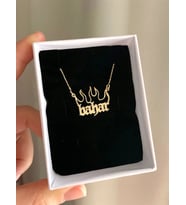 Kişiye Özel 925 Ayar Gümüş Alev Tasarım İsim Kolye (Gold)