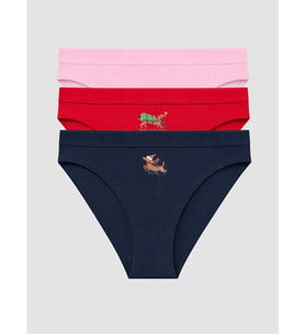 LCW Young Kırmızı Baskılı Bikini Külot 3'lü