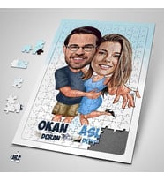 Sevgiliye Hediye Kişiye Özel Tektaş Yüzük Karikatürlü Puzzle