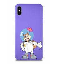 Apple iPhone XS Max Soft Premier Kapak Sandy Tasarımlı Silikon Kılıf - Mor (Şeffaf)