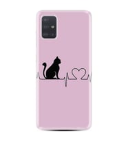 Samsung a71 A72 A73 A7 A9 2018 C7 C9 Kılıf Desenli Silikon Pink Cat Heart 1303