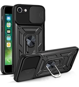 Coverzone iPhone 8 ?le Uyumlu PhoenixShield S�rg�l� Sistem Kamera Korumal? Kapak Tam Koruma Manyetik Vega Kapak Siyah