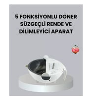 Mey İthalat® Döner Mekanizmalı 5’i 1 Arada Süzgeçli Rende Sebze Meyve Doğrama Cihazı