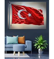 Dalgalanan Türk Bayrağı Manzarası Dekoratif Kanvas - Mdf Ahşap Tablo