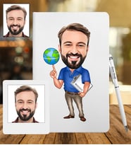 Kişiye Özel Öğretmen Tasarımlı Karikatür Deri Defter & Metal Tükenmez Kalem + Ahşap Çerçeve hediye 52