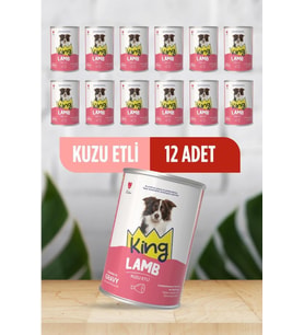 King Sos İçerisinde Et Parçacıklı Kuzu Etli Köpek Konservesi 400 Gr*12 ADET