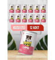 King Sos İçerisinde Et Parçacıklı Kuzu Etli Köpek Konservesi 400 Gr*12 ADET