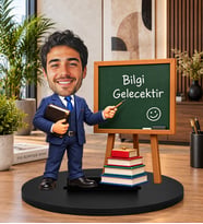 Kişiye Özel Öğretmen Biblosu – Fotoğraftan 3D Karikatür Erkek Öğretmen Figürü, Öğretmenler Günü Hediyesi, Masa Süsü