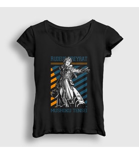 Presmono Kadın Siyah Rudeus Greyrat Mushoku Tensei T-Shirt 551199tt