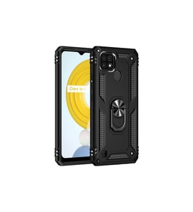 Realme C21 Kılıf Sofya Yüzüklü Silikon Kapak - Siyah