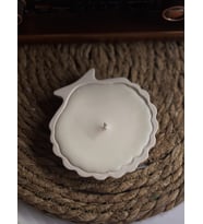 Beton İstiridye Tabakta Simli Mum - Doğal Soya Wax