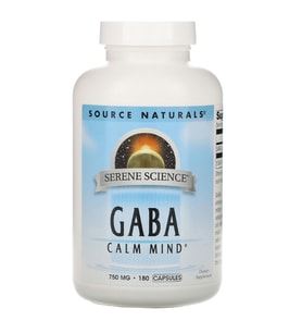 Source Naturals, GA.BA Calm Mind, 750 mg, 180 Capsules.Made ın Usa.