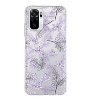 Xiaomi Redmi Note 10s Uyumlu Kapak Floral Lila Tasarımlı Şeffaf Silikon Kılıf