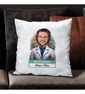 Kişiye Özel Hediye Karikatürlü En Başarılı Erkek Eczacı Yastık