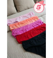 Kadın 5'li Paket Dantel Detaylı Pamuklu Bikini Külot Esnek İz Yapmaz Yumuşak İç Çamaşırı