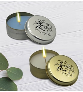 BK Gift Kişiye Özel İsimli Silver ve Gold Metal Kutuda Kokulu Mum Hediye Seti - 4, Ev Hediyesi, Sevgiliye, Arkadaşa Hediye, Kokulu Mum