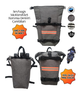 MOTORSİKLET KORUMA DEMİRİ ÇANTASI SU GEÇİRMEZ KETEN KUMAŞ (Gri)