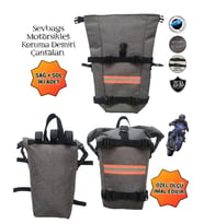 MOTORSİKLET KORUMA DEMİRİ ÇANTASI SU GEÇİRMEZ KETEN KUMAŞ (Gri)
