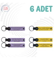 M Menekşe & Sarı, 6’lı Set, İsim Yazılabilen Deri Anahtarlık, Sanat Festivali Katılımcılarına Hediye