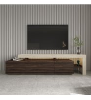 Beliz Modern LED Işıklı 3 Kapaklı, Raflı TV Sehpası – 192 cm
