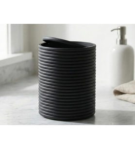 3D Baskı Mini Yivli Çöp Kutusu Sallanır Kapaklı Masaüstü Banyo Makyaj Masası Kovası 12x9 cm Antrasit