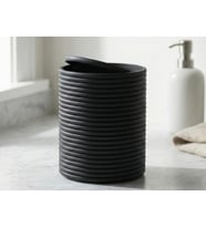 3D Baskı Mini Yivli Çöp Kutusu Sallanır Kapaklı Masaüstü Banyo Makyaj Masası Kovası 12x9 cm Antrasit