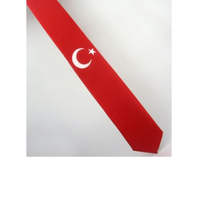 Ay-Yıldız Desenli Dokuma Kırmızı Kravat - AK-01