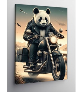 Kanvas Tablo Motorcu Panda
