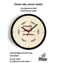 İsme Özel Sevimli Kuş Çizimli Çocuk Odası Duvar Saati Orta Boy 30 cm Siyah Camlı Sessiz