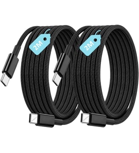 Type C-C ÖRGÜLÜ ve GÜÇLENDİRİLMİŞ BOYUN 60Watt Hızlı Şarj Kablosu (2Ad x 2Metre Siyah)