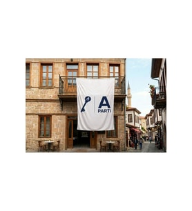 Beyaz Anahtar Parti Bayrağı 140gr Premium Raşel Kumaş 300x450cm