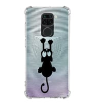Xiaomi Redmi Note 9 Köşe Korumalı Antişok Kapak Çizgi Kedi Tasarımlı Şeffaf Silikon Kılıf