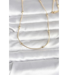 CM 14K Gold Renk Yılan Zincirli Damla Topçuk Model 60 cm Kadın Kolye - TJ-BKO10990