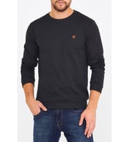COMEOR Erkek Bisiklet Yaka Göğüs Nakış Detaylı Siyah Sweatshirt