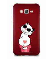 Samsung Galaxy J7 Soft Premier Kapak Coolcat Tasarımlı Silikon Kılıf - Mürdüm (Şeffaf)