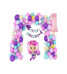Deniz Kızı Lüks Pembe Yaş Balon Zincir Set