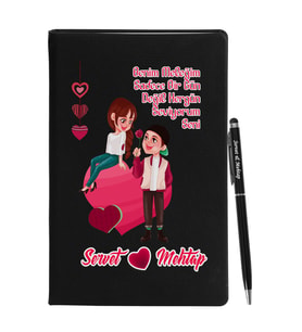 Sevgililer Gününe Özel Siyah Defter Kalem Seti 33