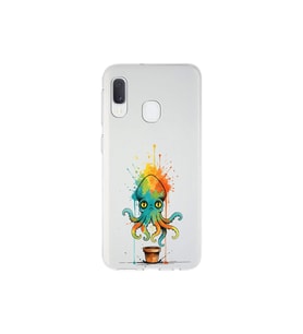Samsung Galaxy A20e ile uyumlu Splash ahtapot tasarımlı şeffaf silikon kılıf