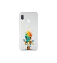 Samsung Galaxy A20e ile uyumlu Splash ahtapot tasarımlı şeffaf silikon kılıf