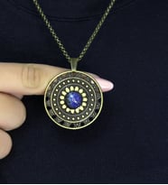 Doğal Taş Lapis Doğal Taşlı Yuvarlak Model Antik Kadın Kolye euk46lps (Mavi)