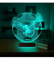 Luvivia Kartal Futbol Topu Taraftar Kara Kartal Kişiye Özel 3D Lamba - Masa Gece Lambası