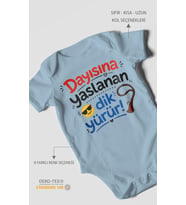 Dayısına yaslanan dik yürür Kısa Kollu Bebek Body %100 Pamuk